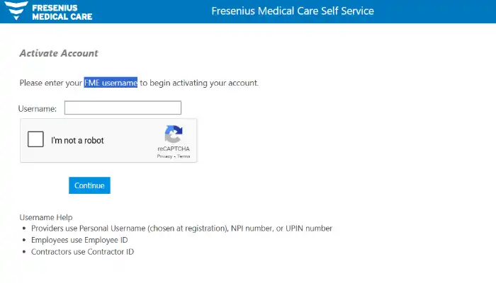 Screenshot of FMC4ME Account Activation Page Screenshot of FMC4ME Account Activation Page